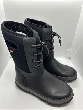 Children's Bogs Arcata Waterproof Lace Up
Boot Black Rubber/Nylon Jersey 
Size 3